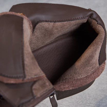 Women's Plain Quilted Leather Casual Ankle Boots