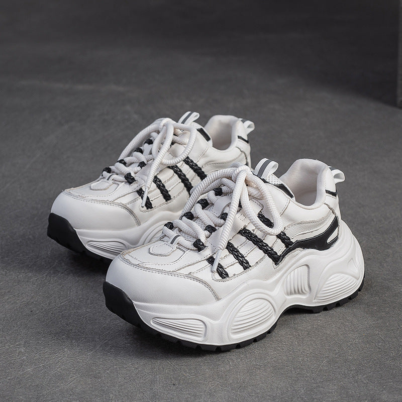 Women's Fashion Quilted Leather Chunky Platform Sneakers-RAIIFY