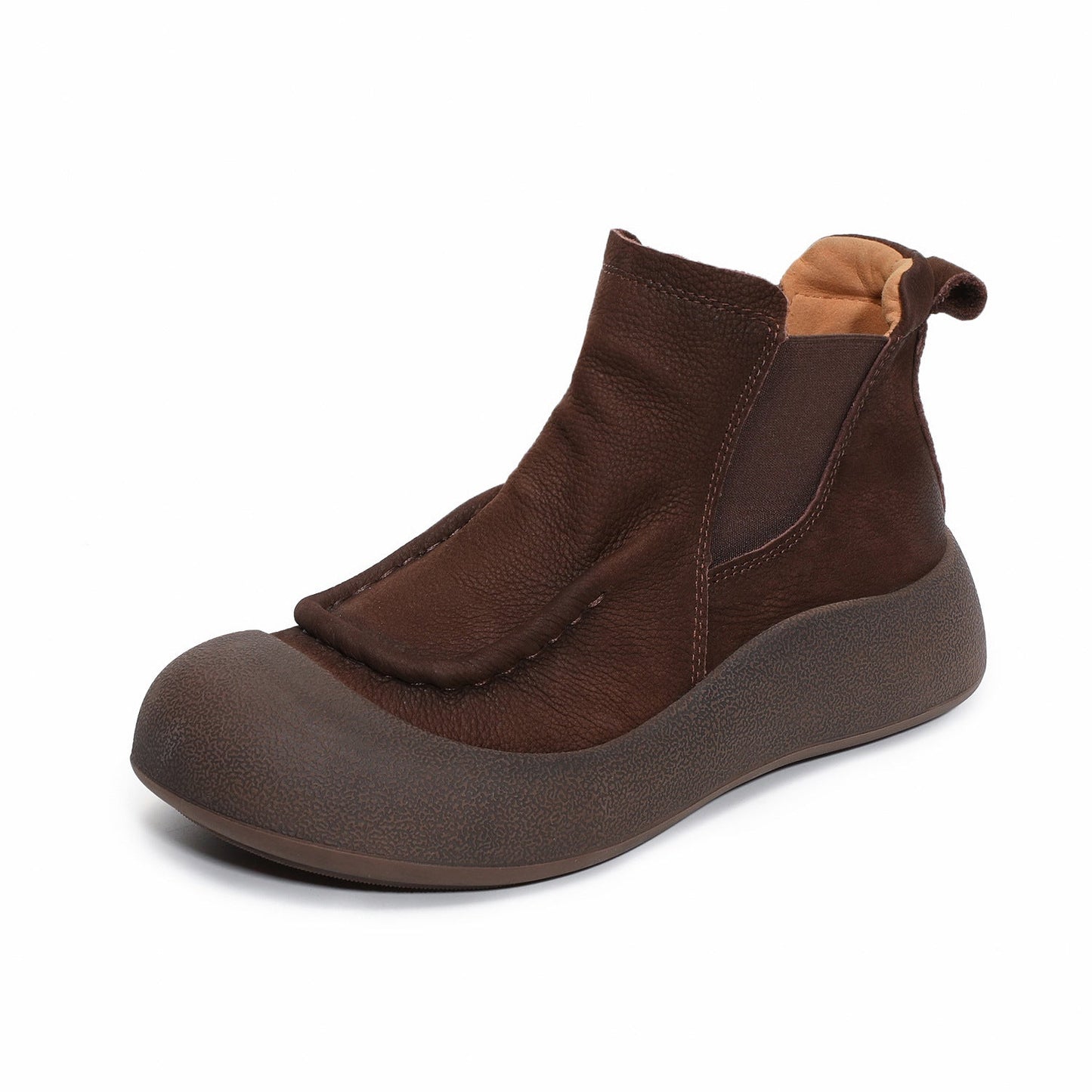 Women's Vintage Plain Leather Slip-on Ankle Boots-RAIIFY