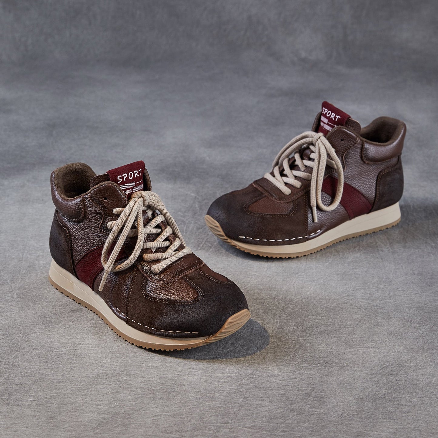 Women's Retro Quilted Leather High Top Casual Sneakers