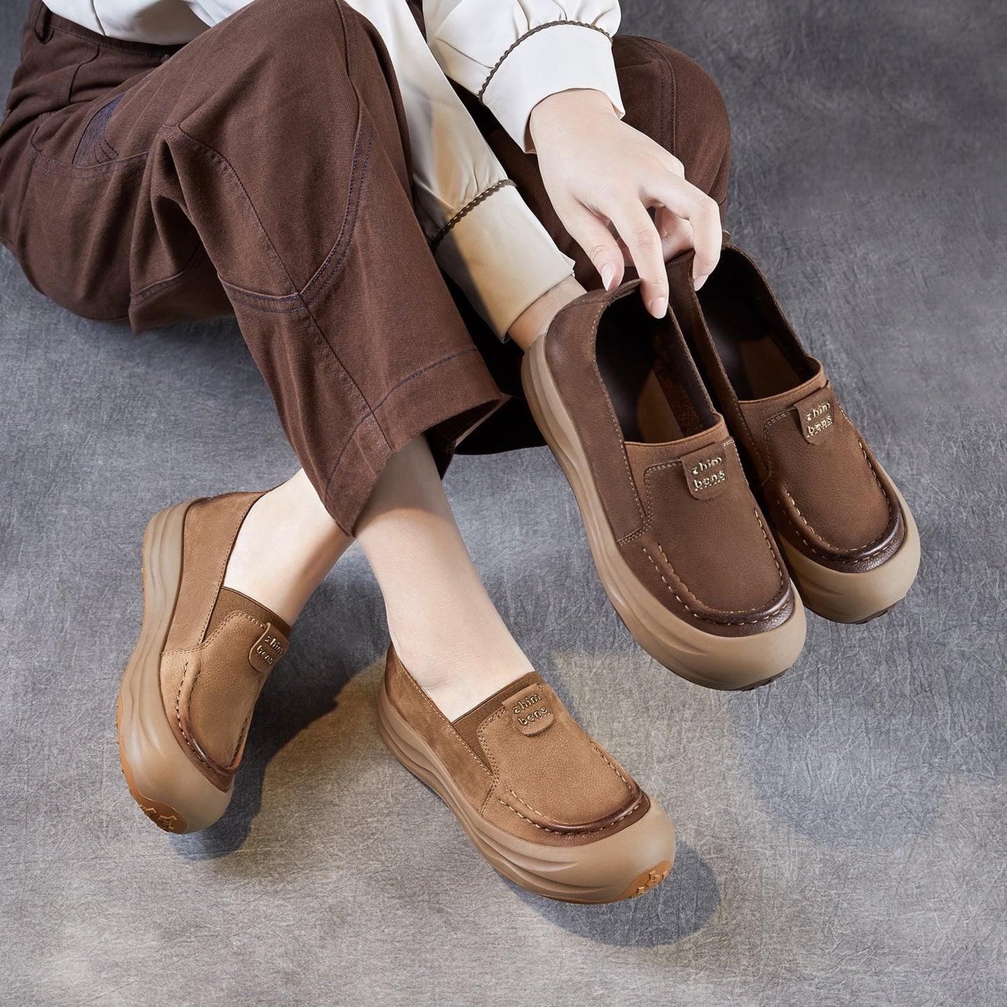 Women's Retro Suede Leather Slip-on Loafers