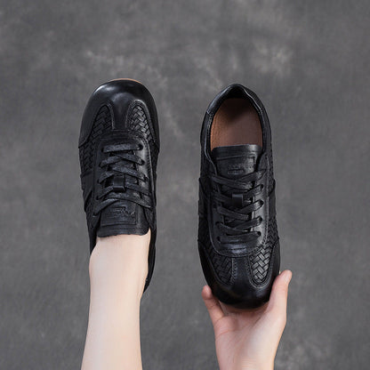 Women's Vintage Leather Woven Casual Shoes