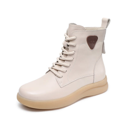 Women's Quilted Leather Flat Casual Ankle Boots-RAIIFY