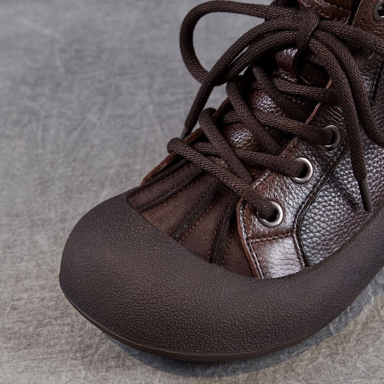 Women's Plain Leather Comfort Casual Flat Ankle Boots