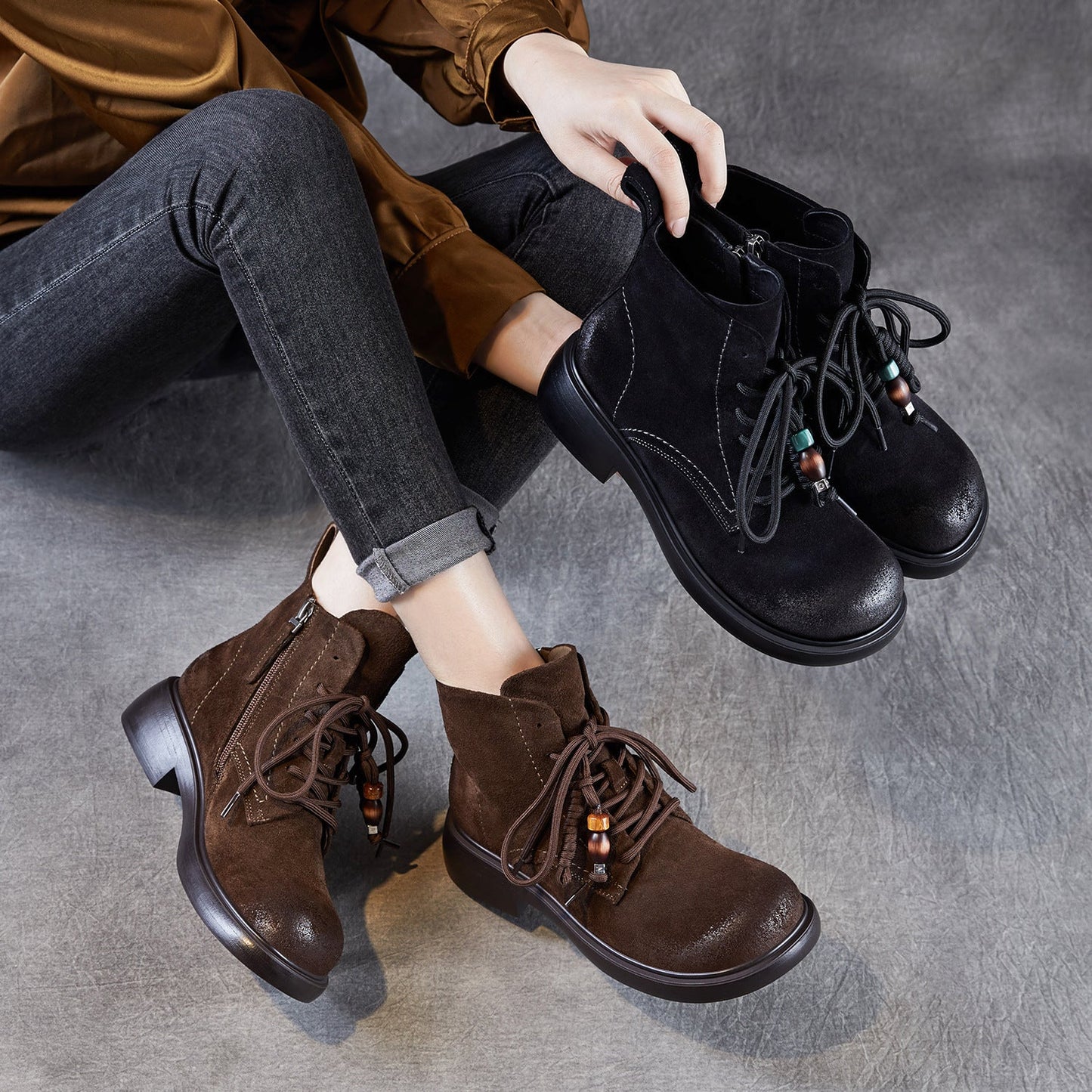 Women's Vintage Plain Suede Ankle Boot