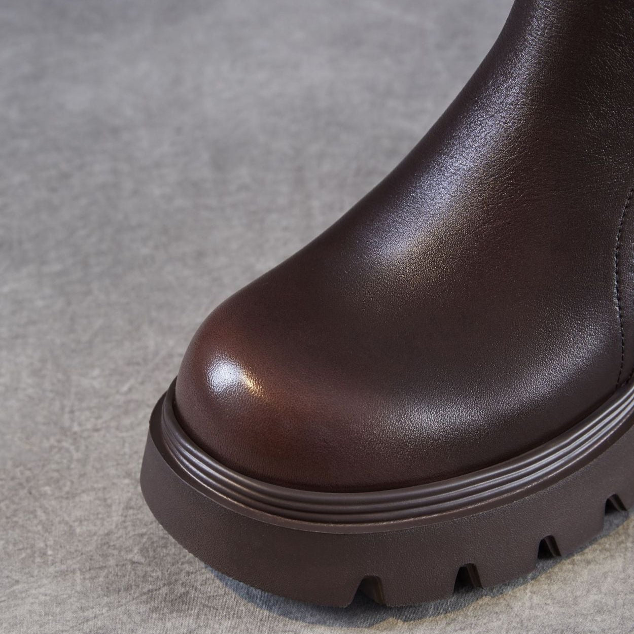 Women's Classic Plain Leather Buckle Platform Ankle Boots