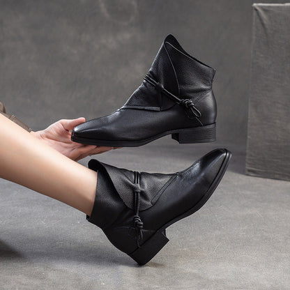 Women's Vintage Soft Leather Comfort Slip-on Ankle Boots