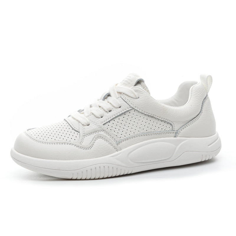 Women's Fashion Plain Breathable Leather Casual Sneakers-RAIIFY