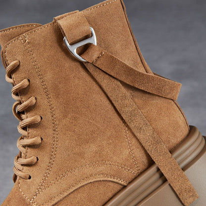 Women's Minimalist Plain Suede Platform Ankle Boots