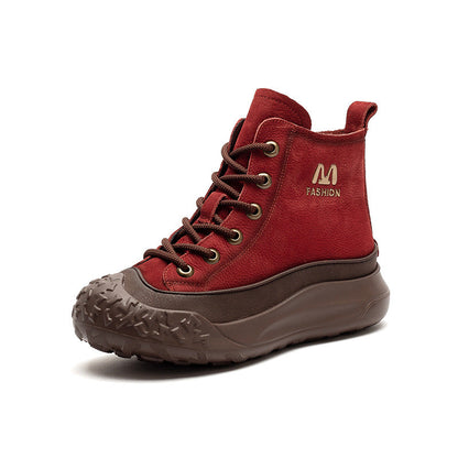 Women's Casual Fashion Leather Platform Boots