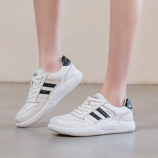 Women's Breathable Leather Comfort Court Sneakers