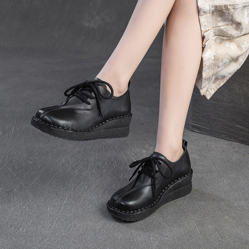 Women's Vintage Leather Wedge Casual Shoes