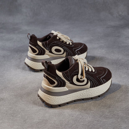 Women's Fashion Quilted Leather Chunky Platform Sneakers