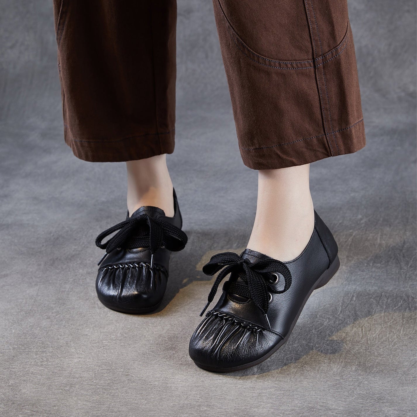 Women's Handmade Vintage Leather Lace-up Casual Shoes