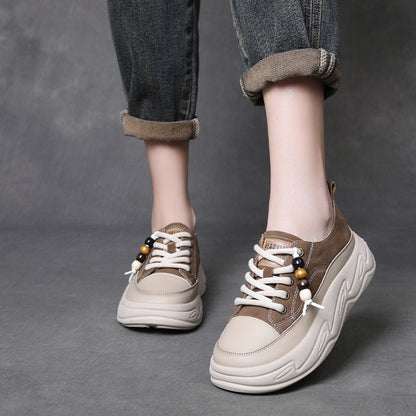 Women's Fashion Leather Platform Casual Shoes