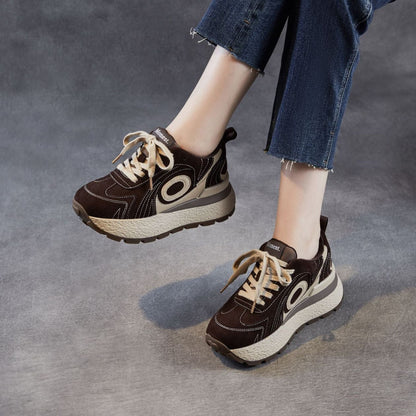Women's Fashion Quilted Leather Chunky Platform Sneakers