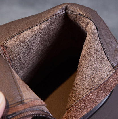 Women's Vintage Leather Casual Platform Ankle Boots