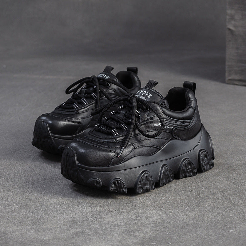 Women's Fashion Quilted Leather Platform Sneakers-RAIIFY