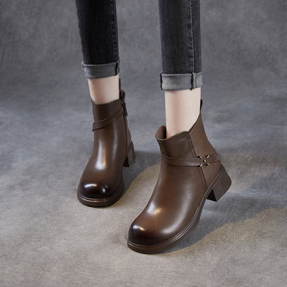 Women's Minimlist Leather Casual Ankle Boots