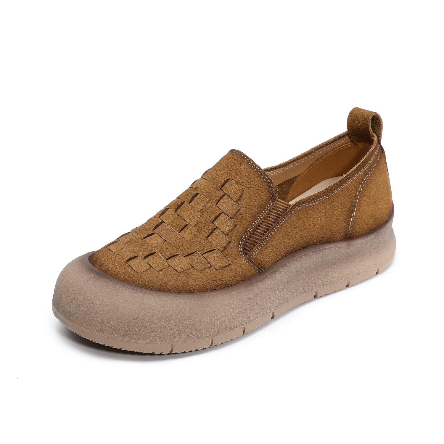 Women's Retro Woven Leather Casual Loafers-RAIIFY