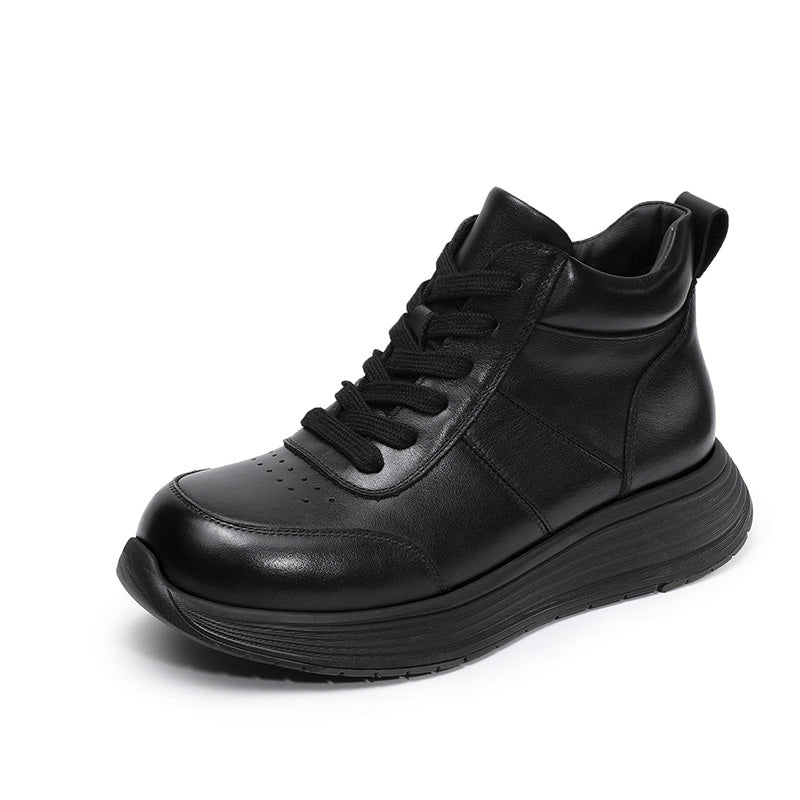 Women's Retro Leather Breathable Lace-up Ankle Boots-RAIIFY