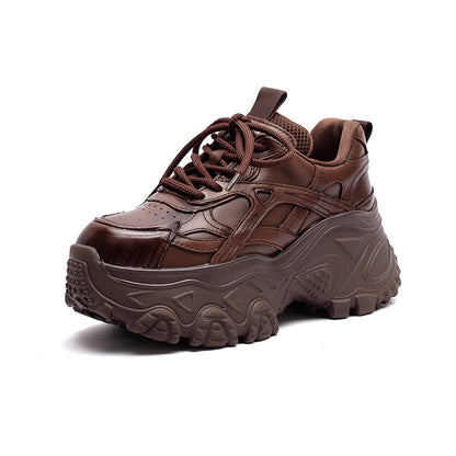 Women's Plain Leather Chunky Platform Sneakers