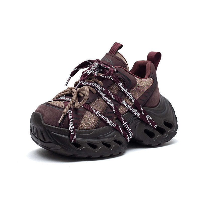 Women's Stylish Rhinestone Chunky Platform Dad Sneakers