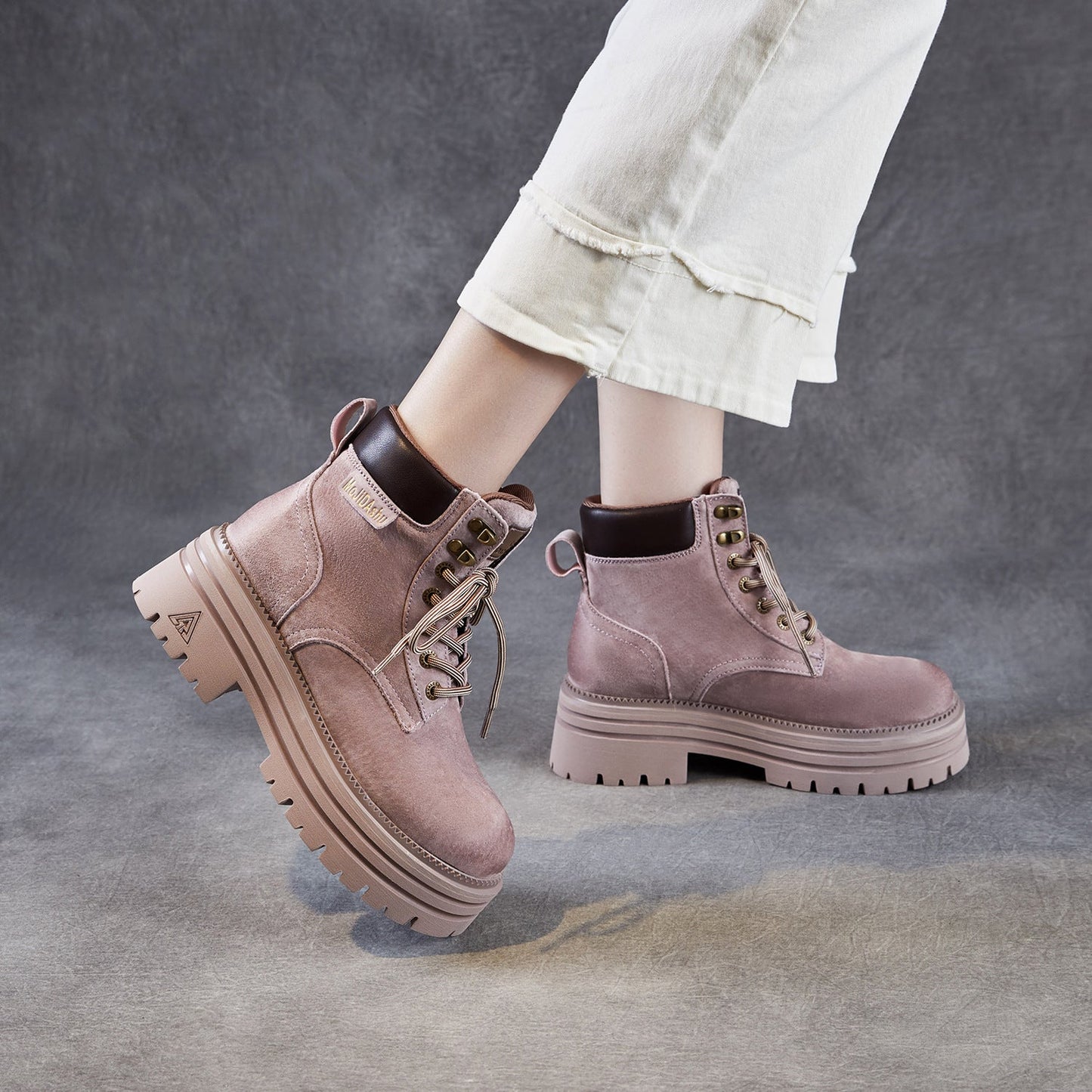 Women's Cowhide Fashion Ankle Motorcycle Boots