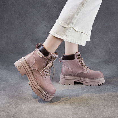 Women's Cowhide Fashion Ankle Motorcycle Boots