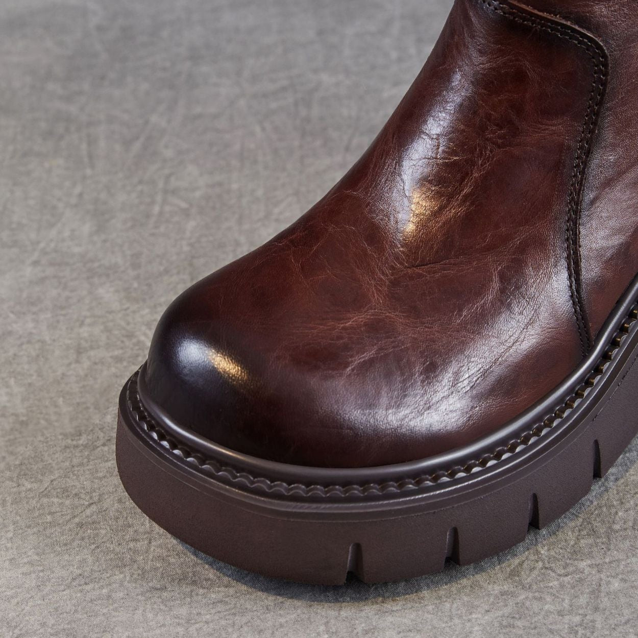 Women's Vintage Leather Chunky Platform Boots