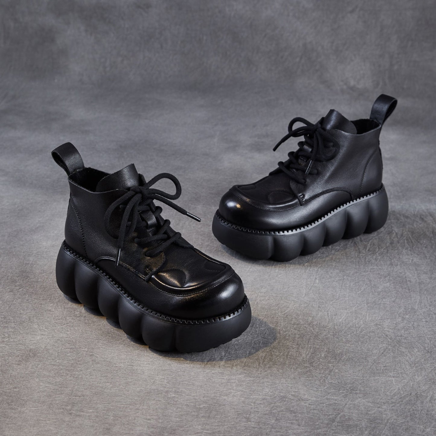 Women's Soft Leather Chunky Platform Ankle Boots