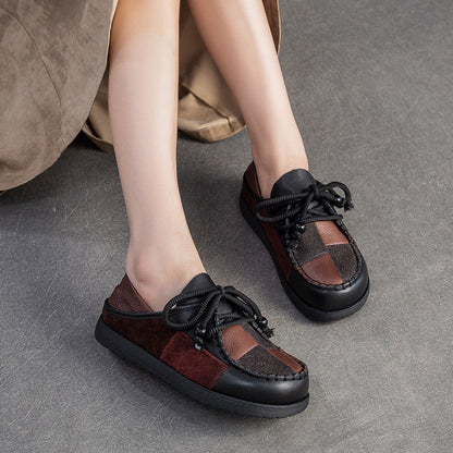 Women's Retro Color-Blocked Flat Casual Shoes