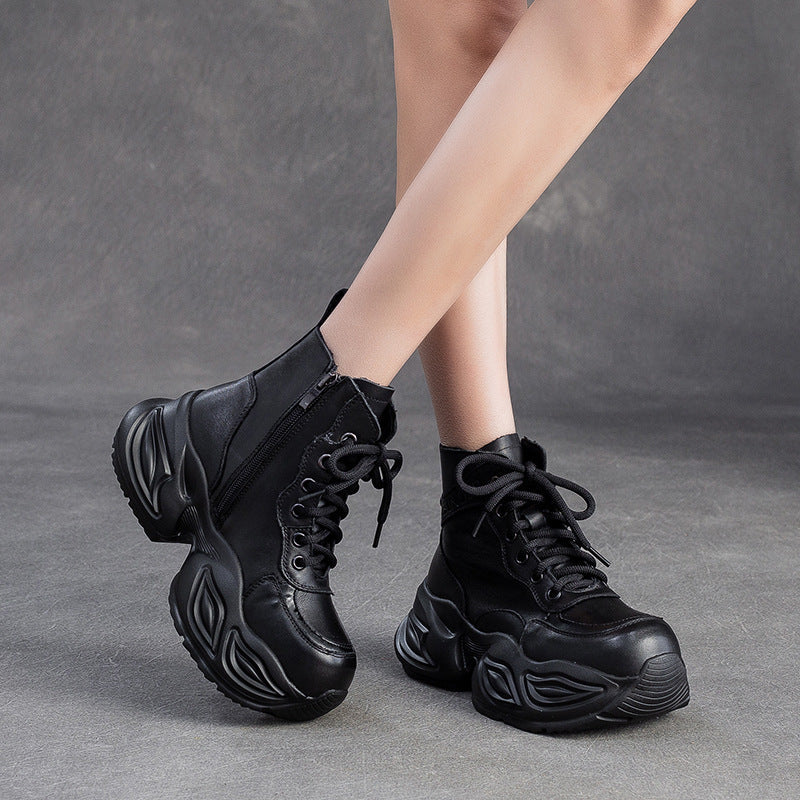 Women's Vintage Leather Chunky Platform Boots