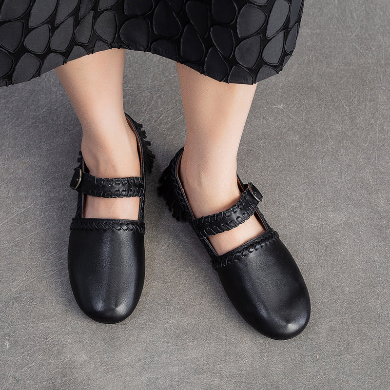 Women's Vintage Leather Tassel Soft Flats