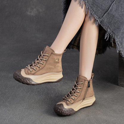 Women's Casual Fashion Leather Platform Boots