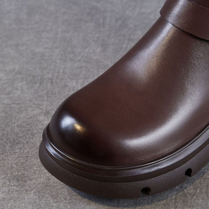 Women's Retro Leather Back Zipper Minimalist Boots