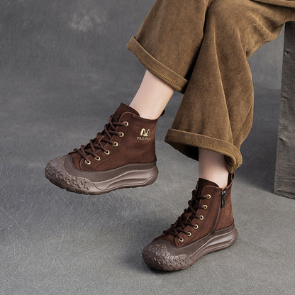 Women's Casual Fashion Leather Platform Boots