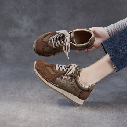 Women's Retro Quilted Leather Casual Sneakers