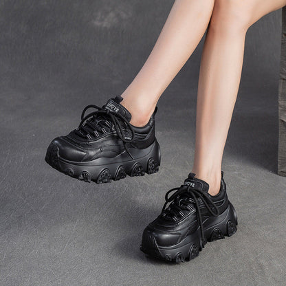 Women's Fashion Quilted Leather Platform Sneakers