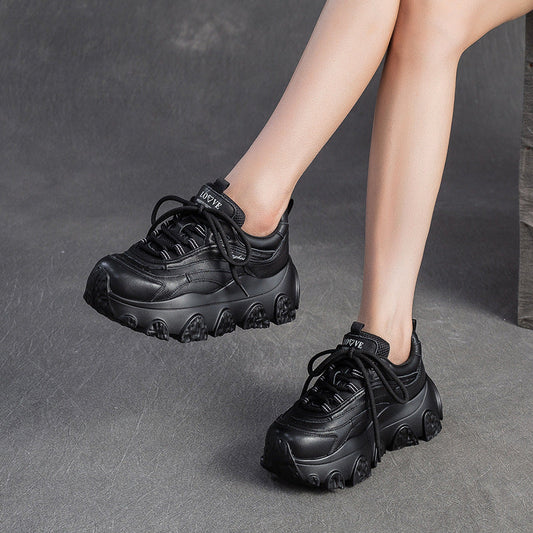 Women's Fashion Quilted Leather Platform Sneakers