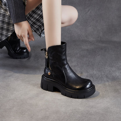Women's Vintage Leather Chunky Platform Boots