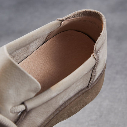 Women's Vintage Leather Lace-up Flat Casual Shoes