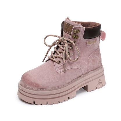 Women's Cowhide Fashion Ankle Motorcycle Boots-RAIIFY