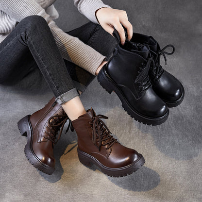 Women's Vintage Classic Leather Ankle Boots