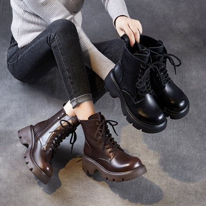 Women's Vintage Classic Leather Platform Boots