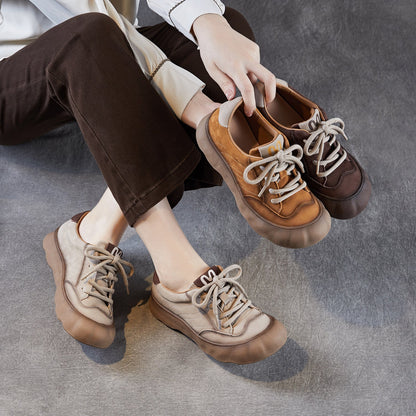Women's Vintage Leather Lace-up Casual Shoes