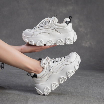 Women's Fashion Quilted Leather Platform Sneakers