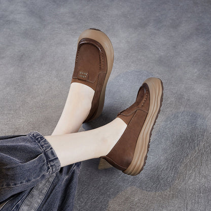 Women's Retro Suede Leather Slip-on Loafers