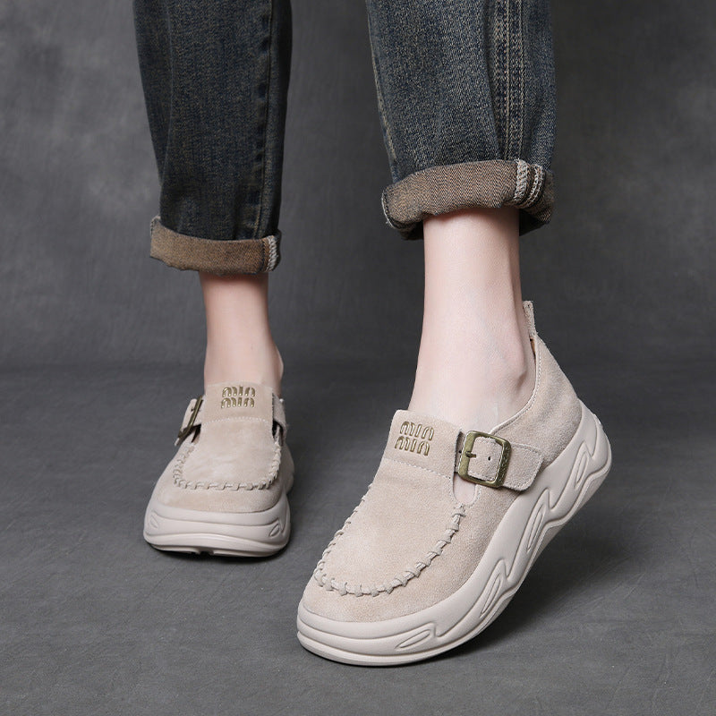 Women's Handmade Leather Platform Slip-on Loafers