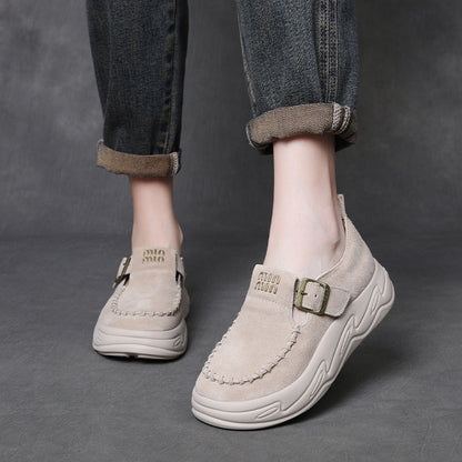 Women's Handmade Leather Platform Slip-on Loafers